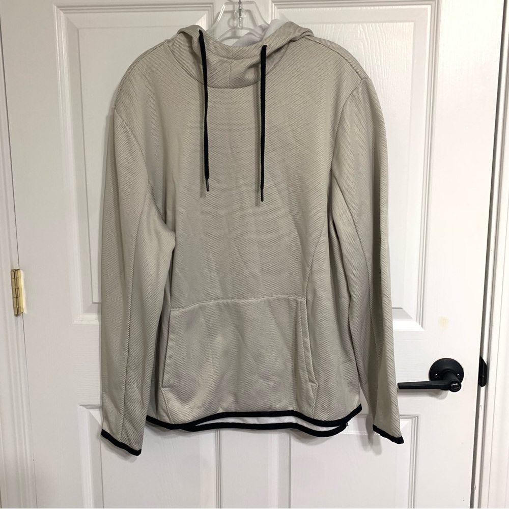 tek gear Men's Silver Textured Sweatshirt Hoodie Front Pocket Warm Cozy Sporty L